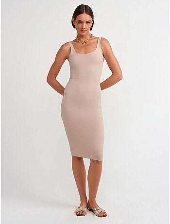 Vestido midi justo sem mangas dilvin