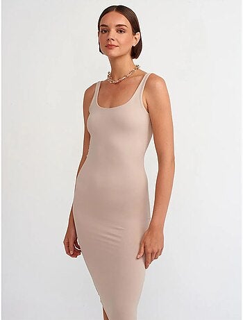 Vestido midi justo sem mangas dilvin