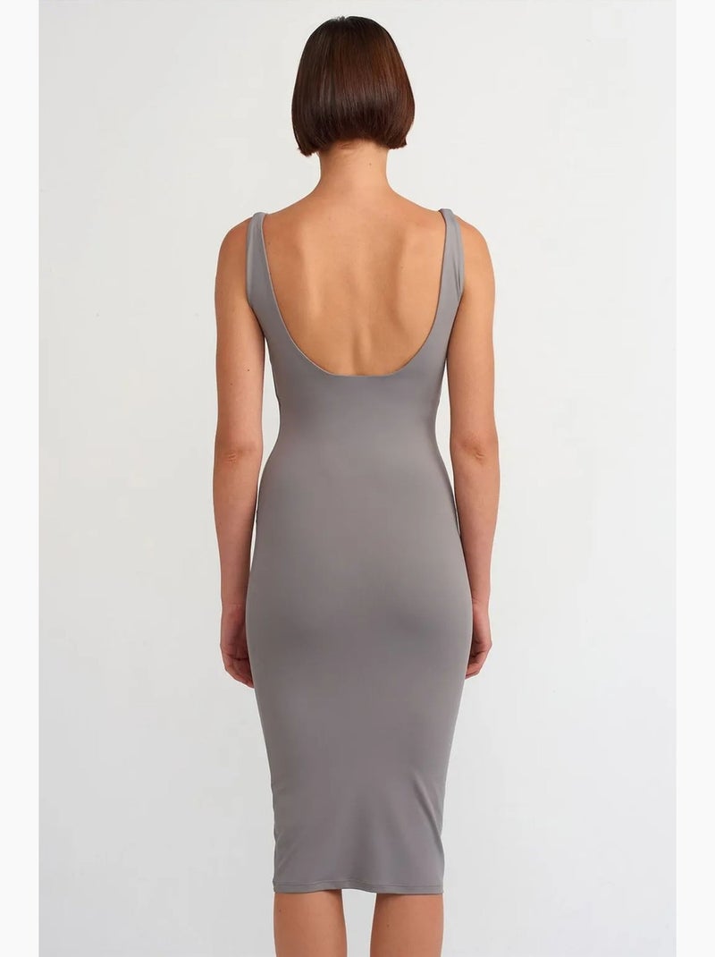 Vestido midi justo sem mangas dilvin Cinza - Kiabi