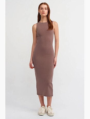Vestido midi justo sem mangas dilvin