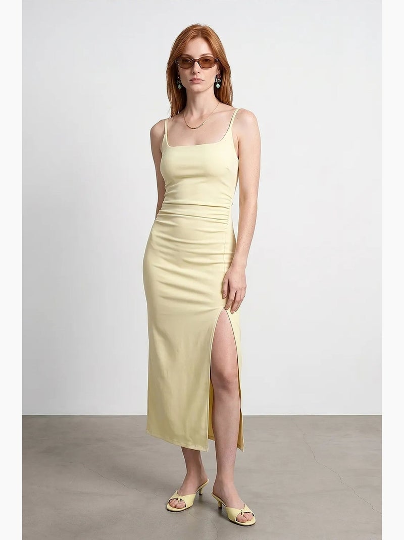 Vestido midi justo sem mangas para mulher dilvin Amarelo-limão - Kiabi