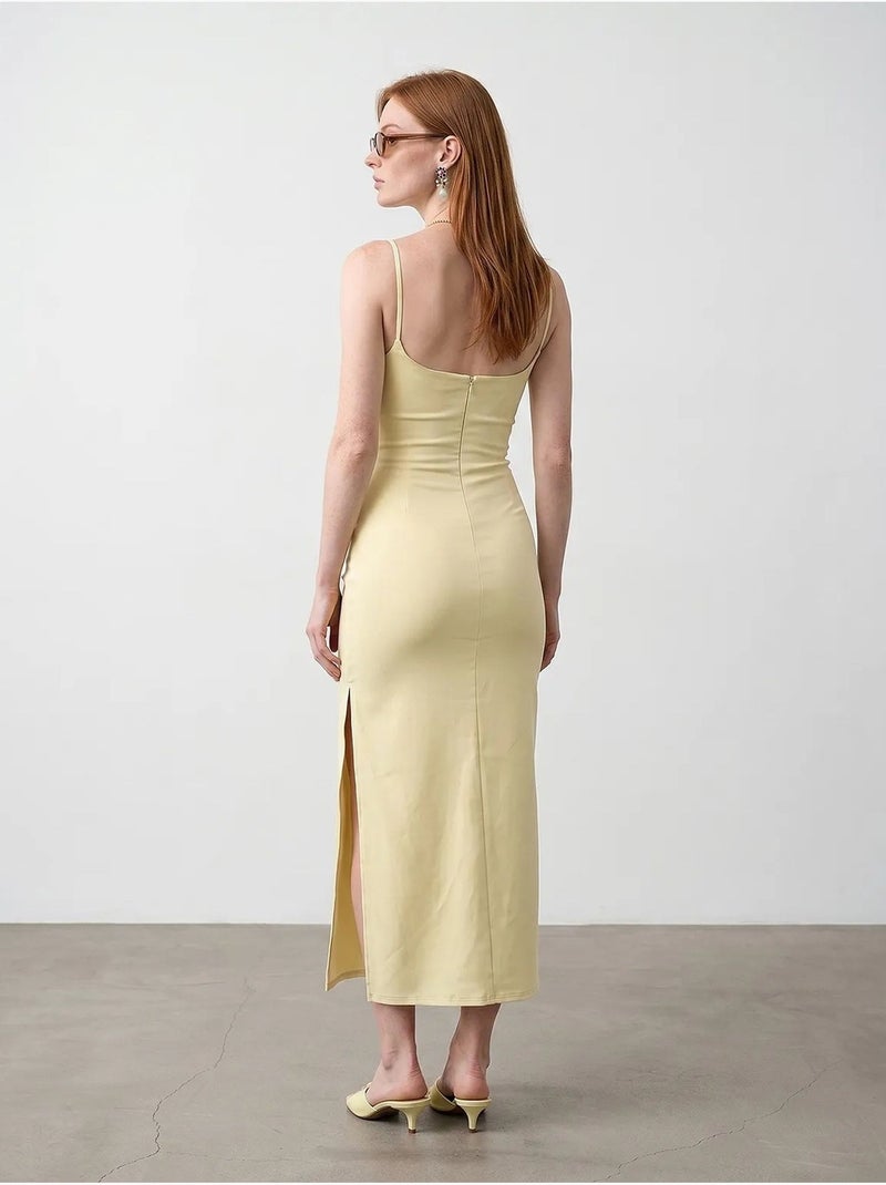 Vestido midi justo sem mangas para mulher dilvin Amarelo-limão - Kiabi