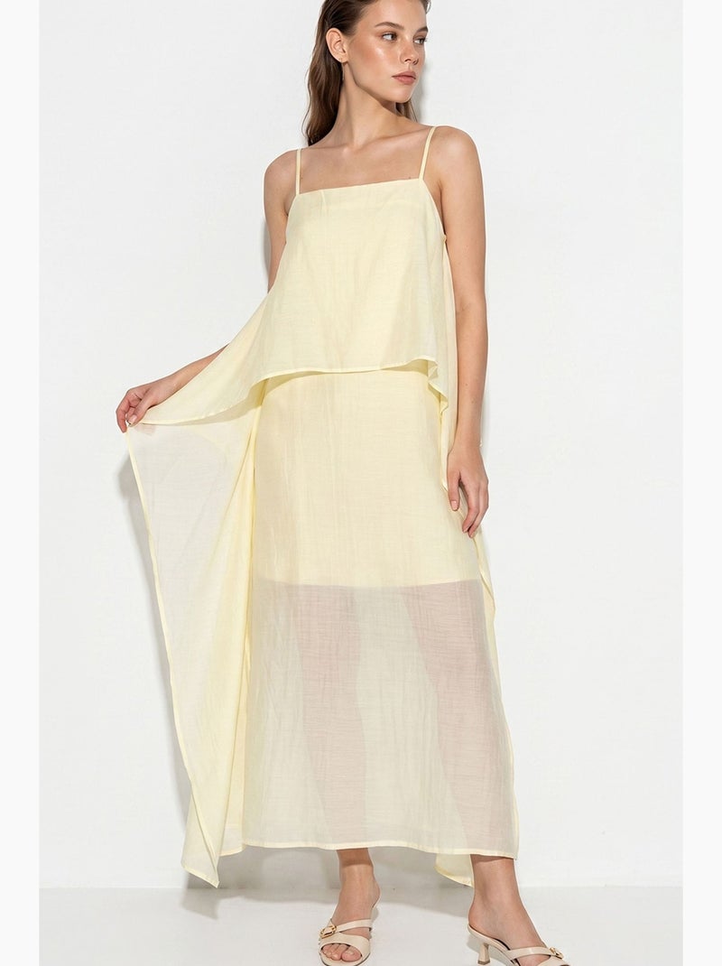 Vestido midi lucci Amarelo-limão - Kiabi