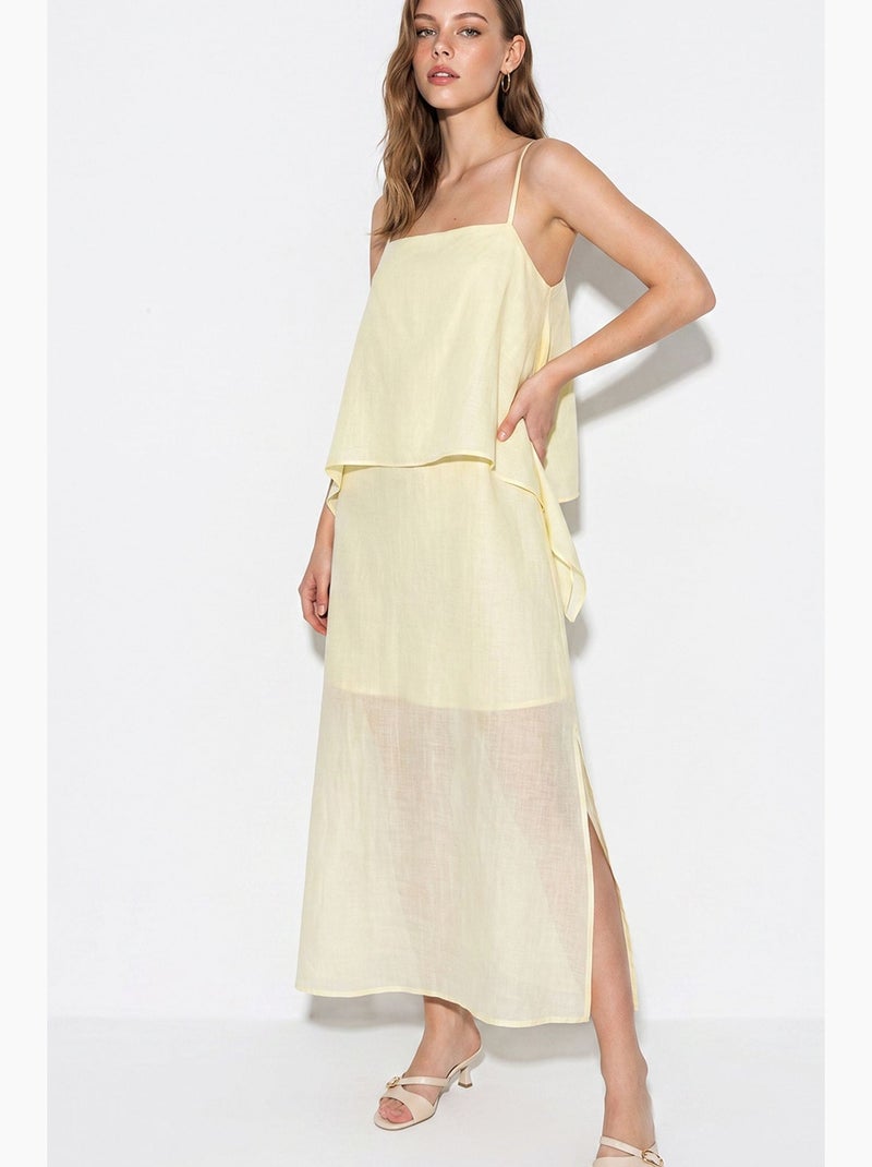 Vestido midi lucci Amarelo-limão - Kiabi