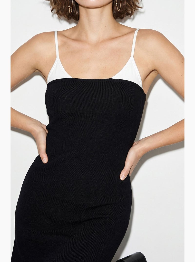 Vestido midi lucci Preto Branco - Kiabi
