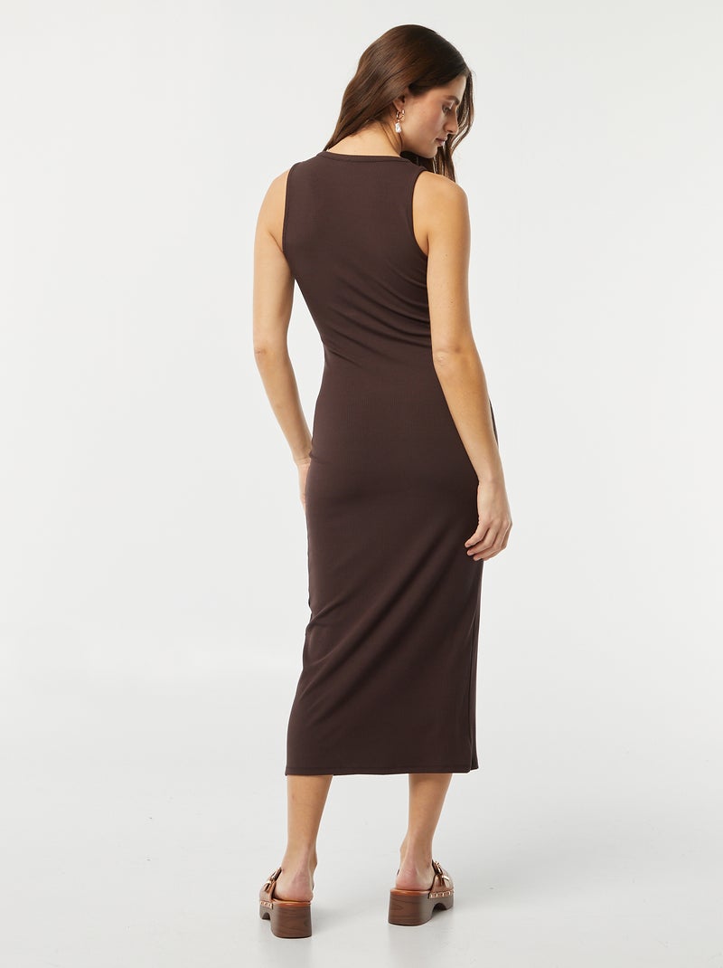 Vestido midi nervurado CASTANHO - Kiabi
