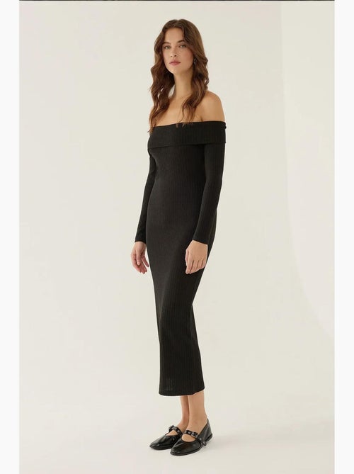 Vestido midi ombro a ombro hiccup - Kiabi Vestido midi ombro a ombro hiccup - Kiabi