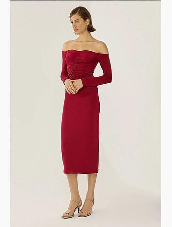 Vestido midi ombro a ombro hiccup