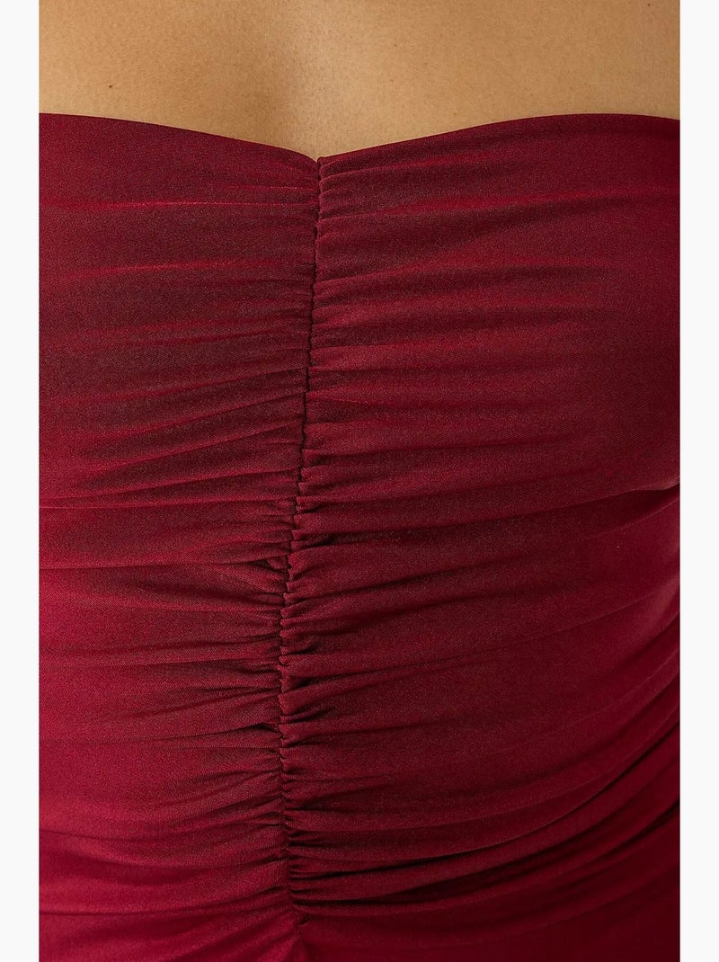 Vestido midi ombro a ombro hiccup Vermelho - Kiabi