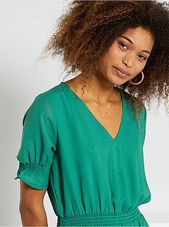 Vestido midi plissado - Kiabi