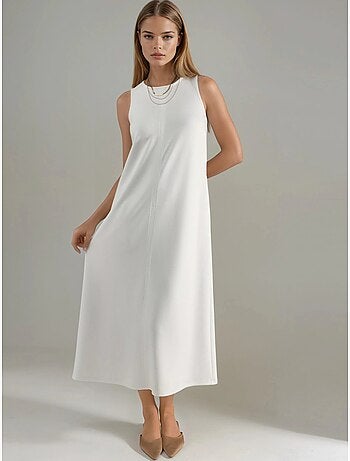 Vestido midi relaxed fit com toque modal e bolsos hiccup