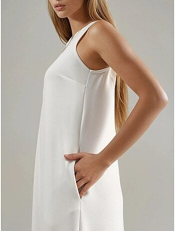 Vestido midi relaxed fit com toque modal e bolsos hiccup
