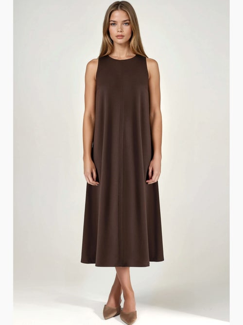 Vestido midi relaxed fit com toque modal e bolsos hiccup - Kiabi