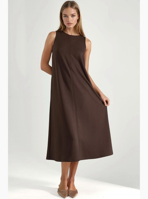 Vestido midi relaxed fit com toque modal e bolsos hiccup - Kiabi