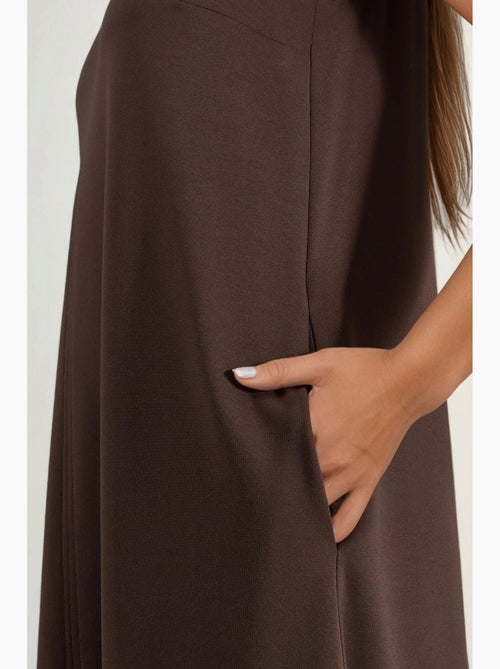 Vestido midi relaxed fit com toque modal e bolsos hiccup - Kiabi