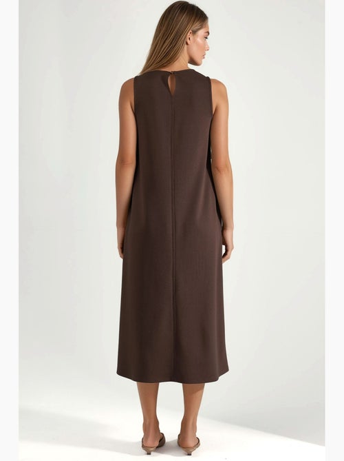 Vestido midi relaxed fit com toque modal e bolsos hiccup - Kiabi