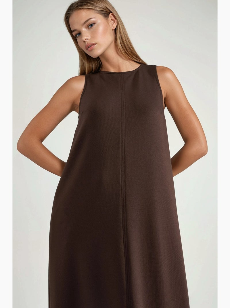 Vestido midi relaxed fit com toque modal e bolsos hiccup Castanho-escuro - Kiabi