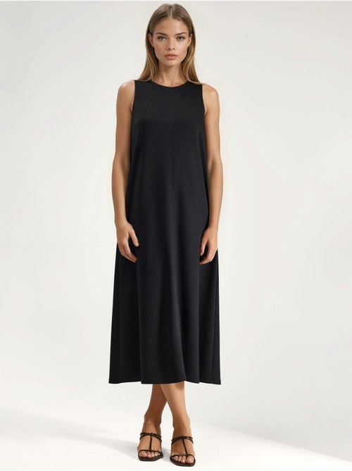 Vestido midi relaxed fit com toque modal e bolsos hiccup - Kiabi
