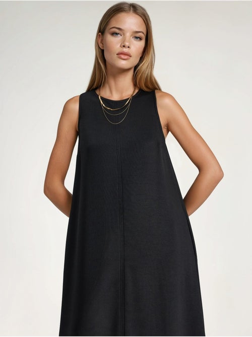 Vestido midi relaxed fit com toque modal e bolsos hiccup - Kiabi