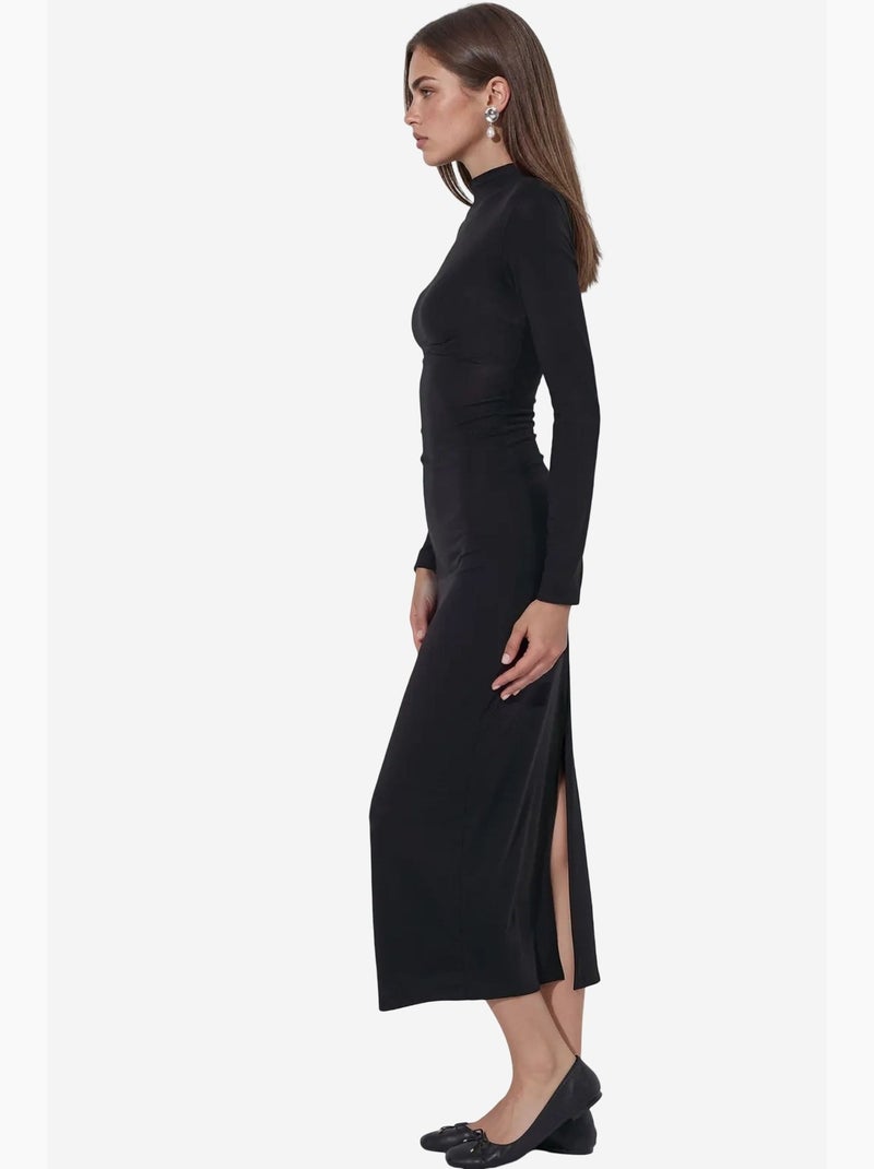 Vestido midi reto em jersey busem Preto - Kiabi
