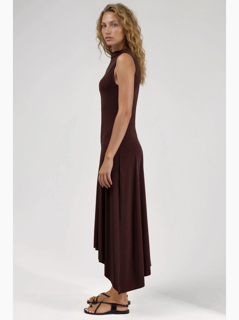 Vestido midi sandy assimétrico hiccup Castanho-claro - Kiabi