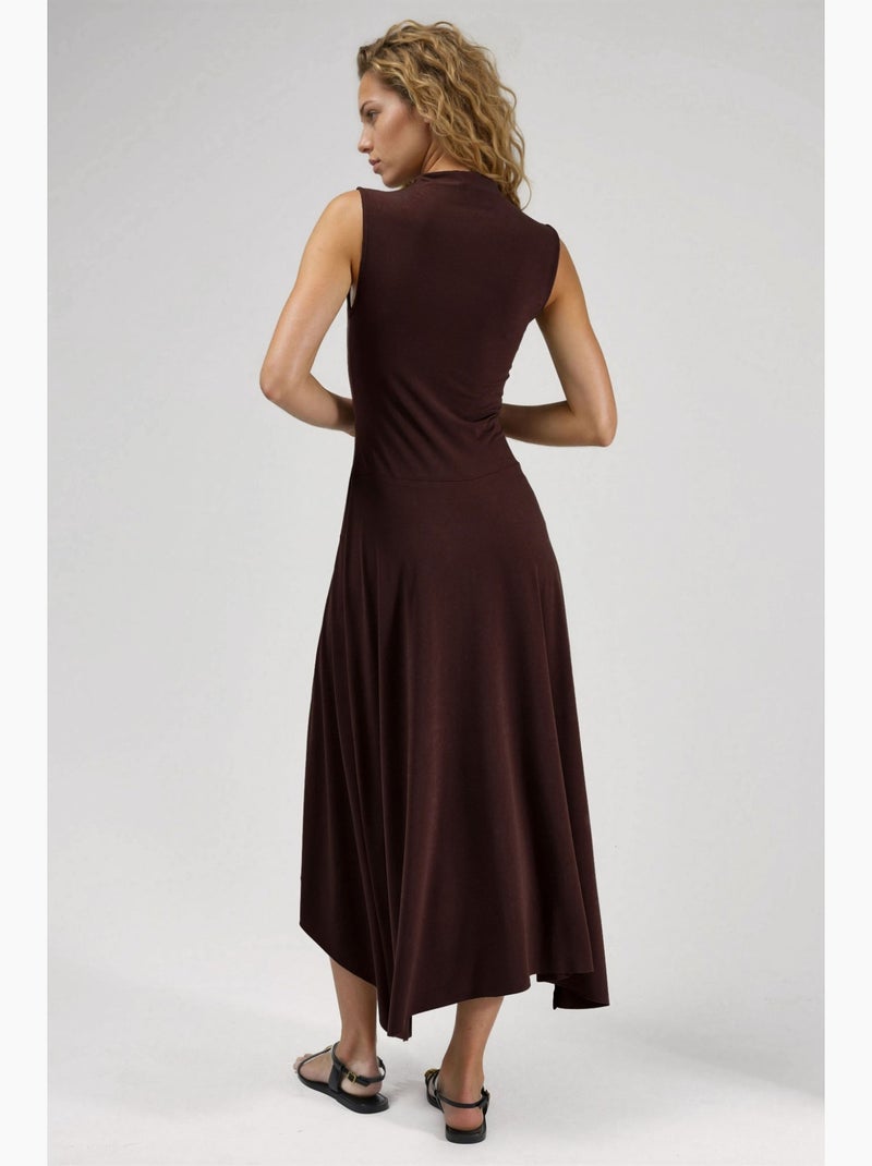 Vestido midi sandy assimétrico hiccup Castanho-claro - Kiabi