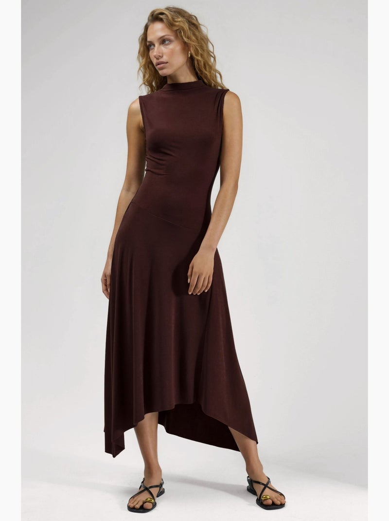 Vestido midi sandy assimétrico hiccup Castanho-claro - Kiabi