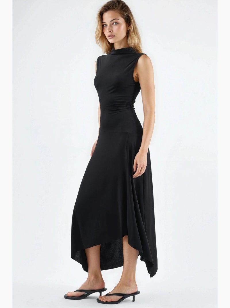 Vestido midi sandy assimétrico hiccup Preto - Kiabi