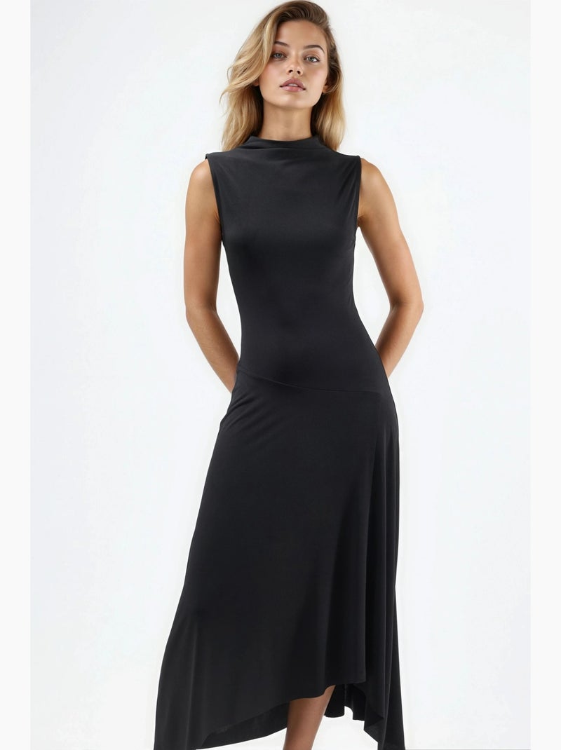 Vestido midi sandy assimétrico hiccup Preto - Kiabi