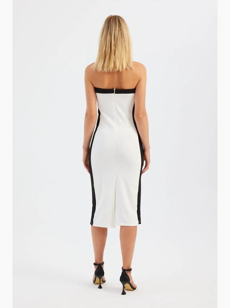 Vestido midi sem alças color block hiccup Branco - Kiabi