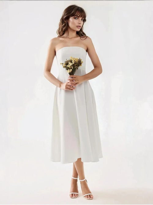 Vestido midi sem alças em forma de A - Kiabi Vestido midi sem alças em forma de A - Kiabi