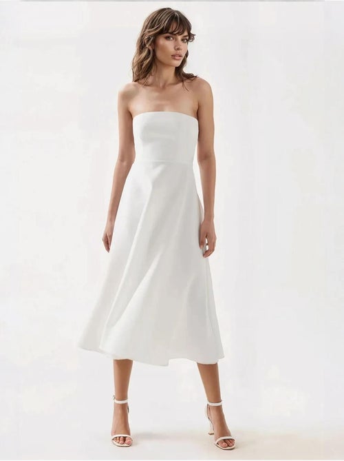 Vestido midi sem alças em forma de A - Kiabi Vestido midi sem alças em forma de A - Kiabi