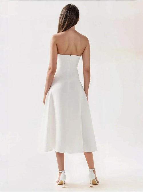 Vestido midi sem alças em forma de A - Kiabi Vestido midi sem alças em forma de A - Kiabi