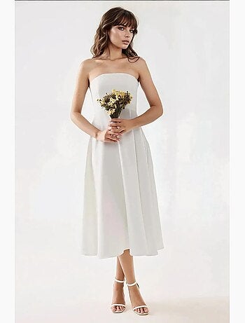 Vestido midi sem alças em forma de a hiccup