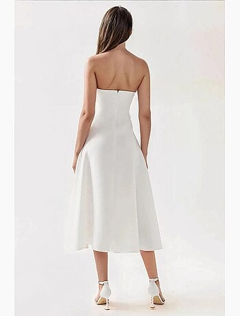 Vestido midi sem alças em forma de a hiccup