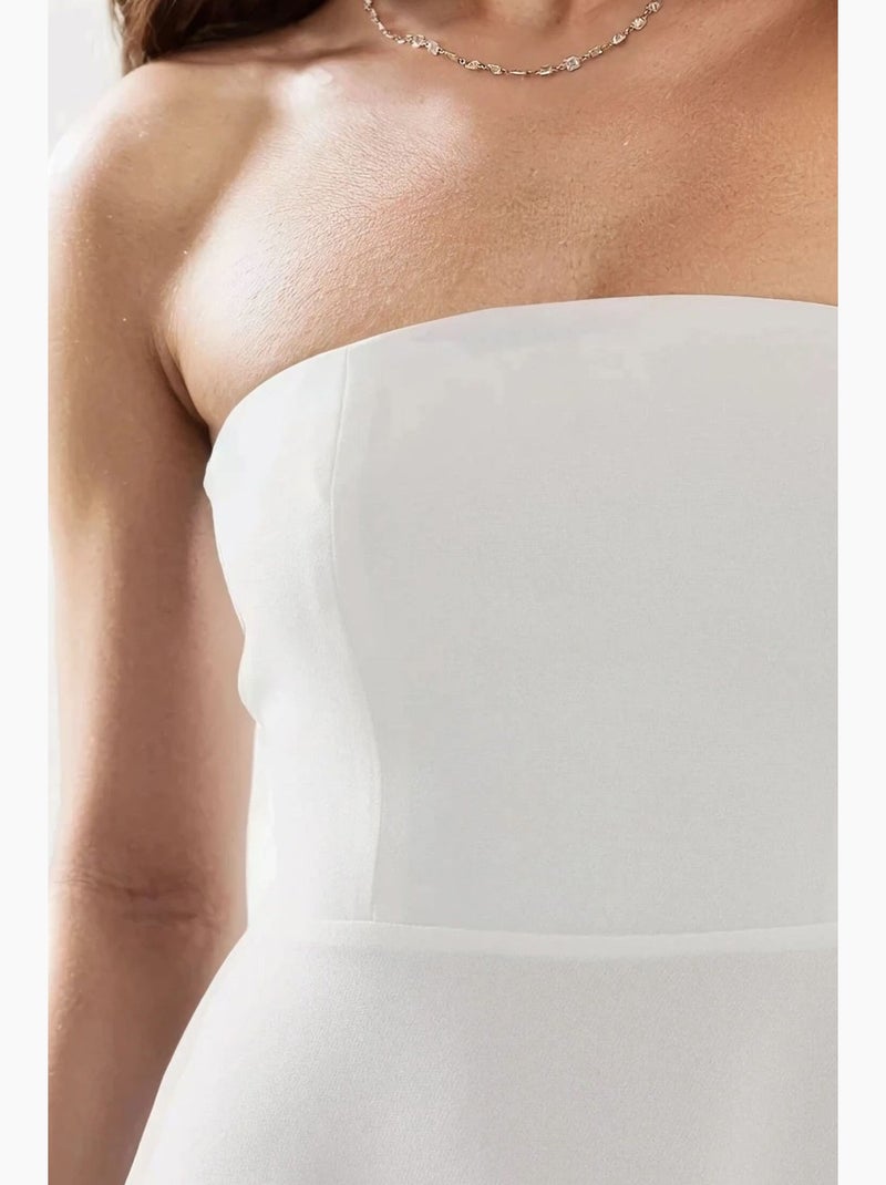 Vestido midi sem alças em forma de a hiccup Branco - Kiabi