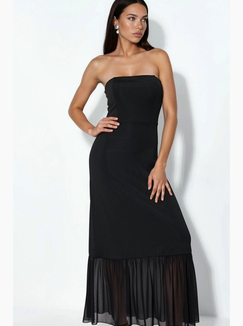Vestido midi sem alças hiccup Preto - Kiabi
