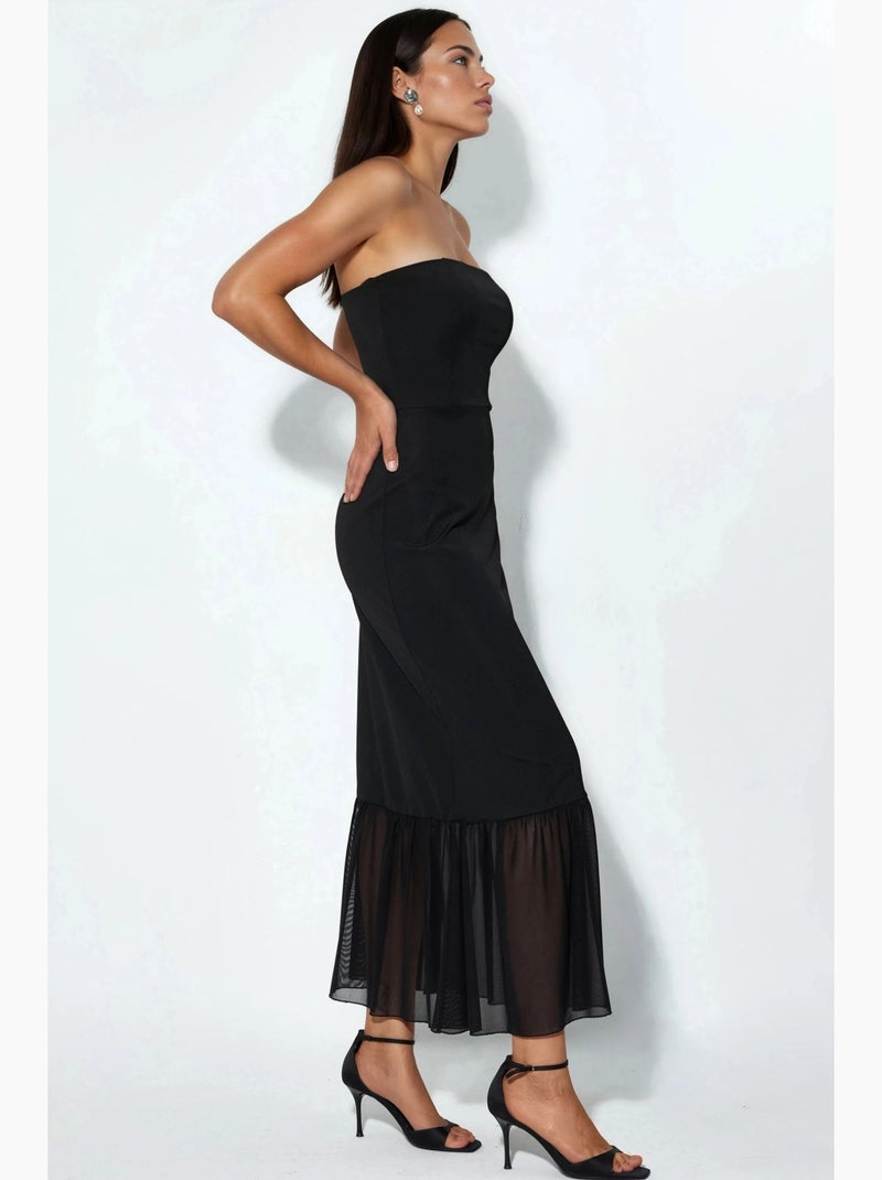 Vestido midi sem alças hiccup Preto - Kiabi