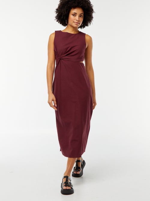 Vestido midi sem mangas aberto de lado - Kiabi