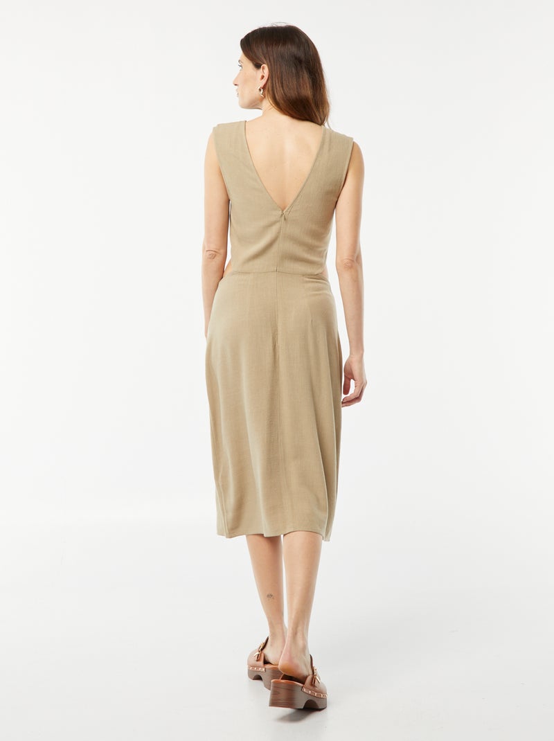 Vestido midi sem mangas + abertura dos lados VERDE - Kiabi