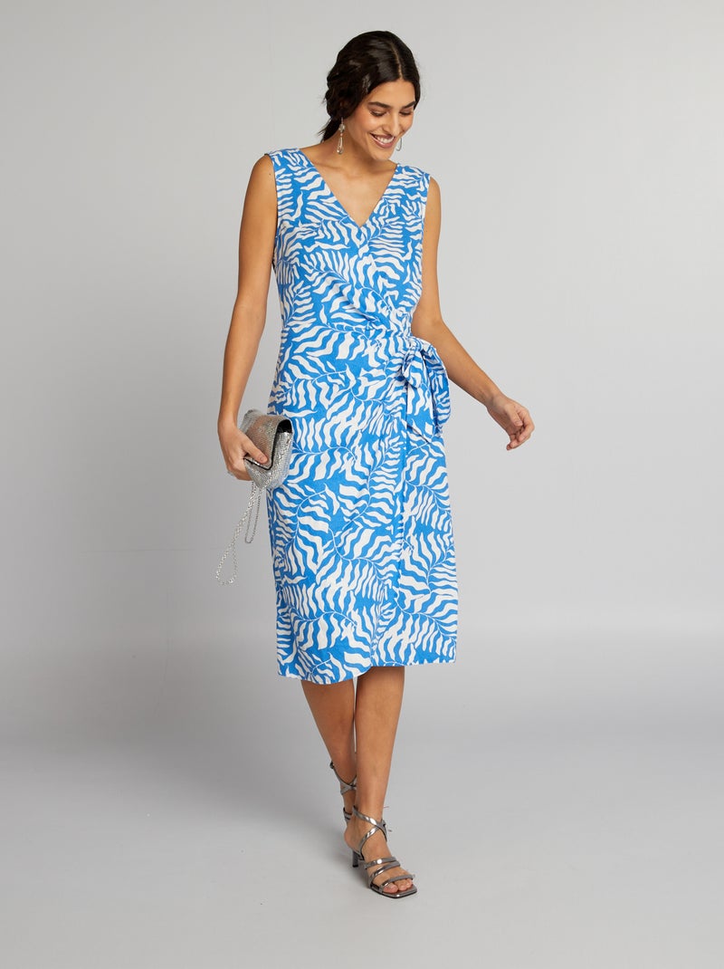 Vestido midi sem mangas AZUL - Kiabi