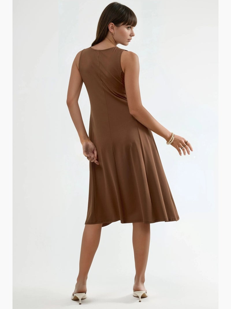Vestido midi sem mangas com bolsos busem Castanho-claro - Kiabi