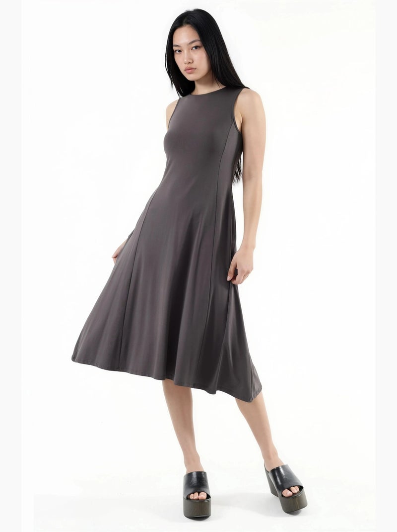 Vestido midi sem mangas com bolsos busem Cinza escuro - Kiabi
