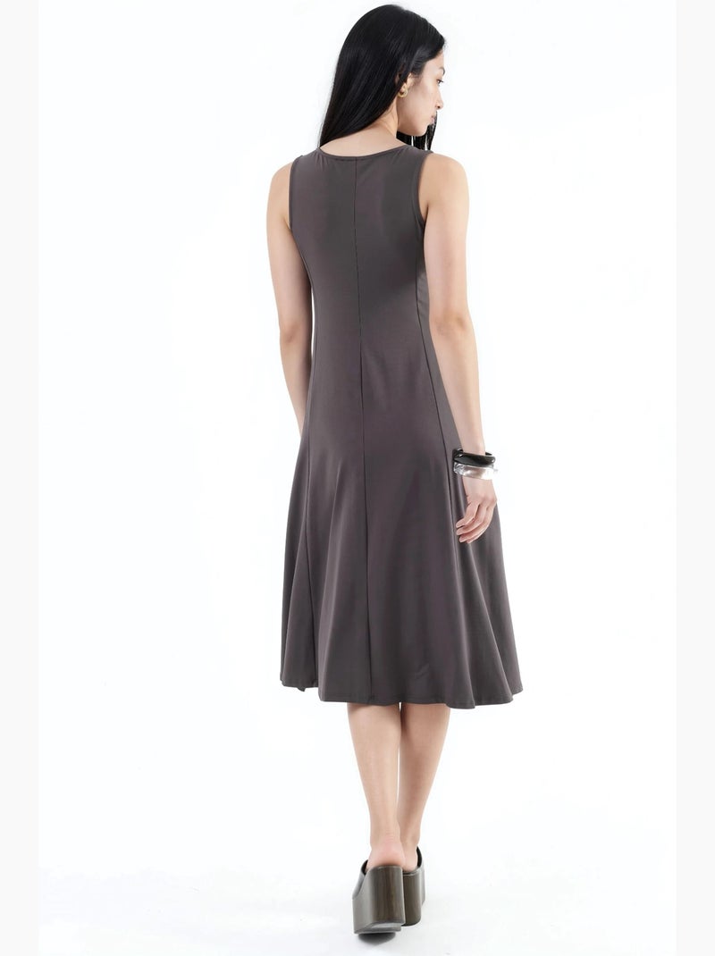 Vestido midi sem mangas com bolsos busem Cinza escuro - Kiabi