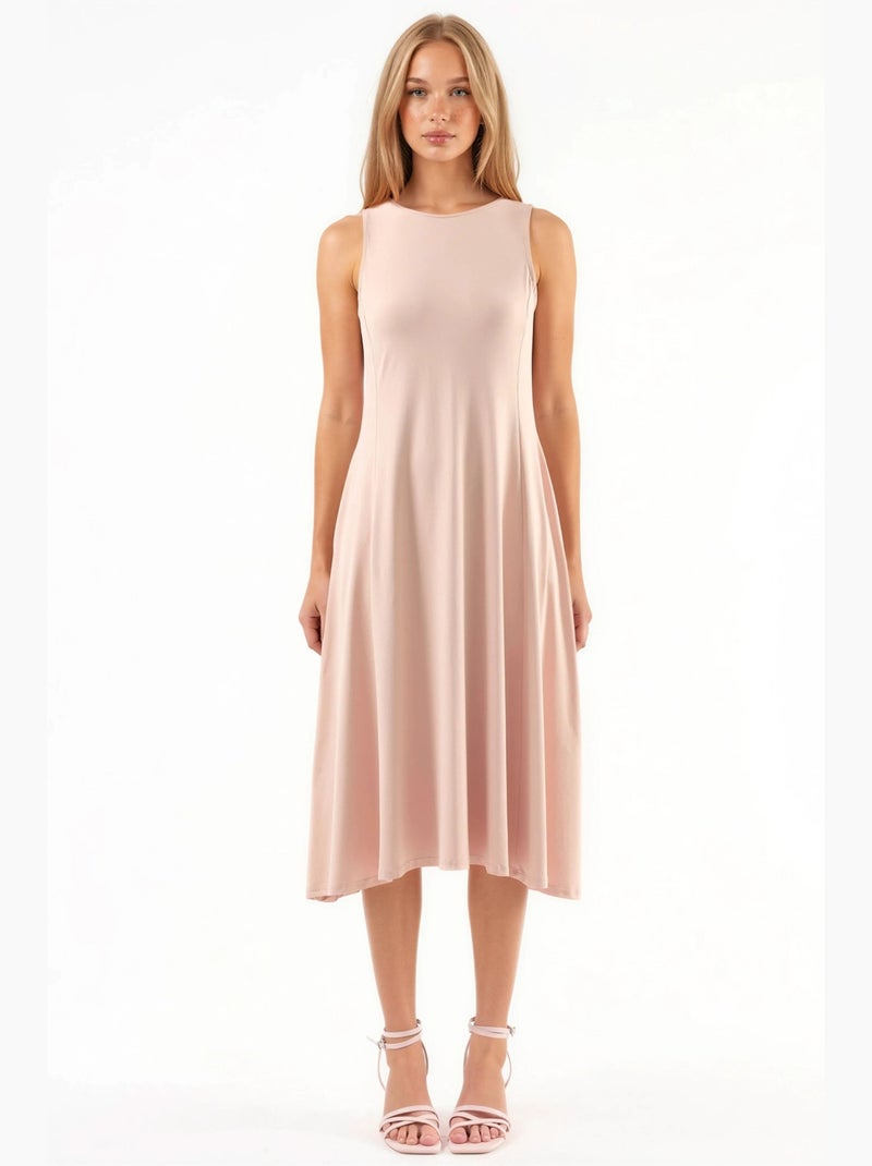 Vestido midi sem mangas com bolsos busem Rosa-pálido - Kiabi
