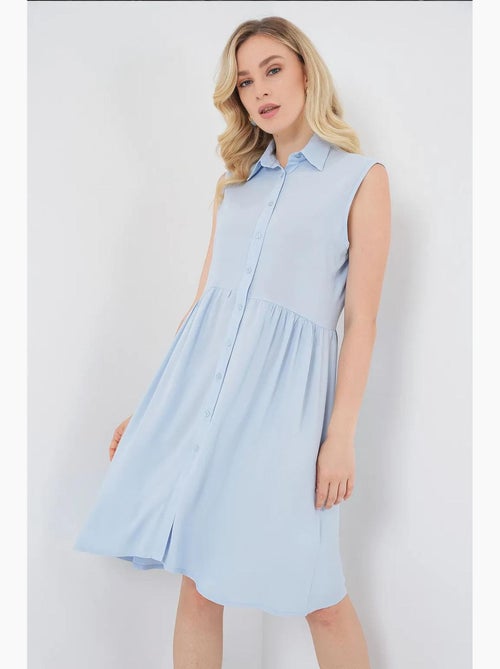 Vestido midi sem mangas com botões e colarinho de camisa bdart - Kiabi Vestido midi sem mangas com botões e colarinho de camisa bdart - Kiabi