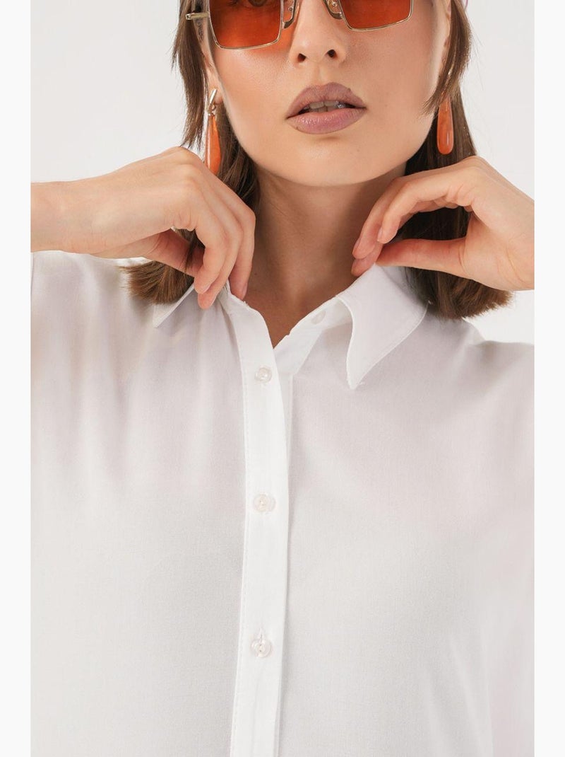 Vestido midi sem mangas com botões e colarinho de camisa bdart Branco - Kiabi