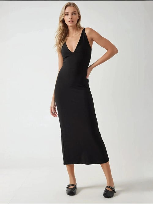 Vestido midi sem mangas com decote em v hiccup - Kiabi