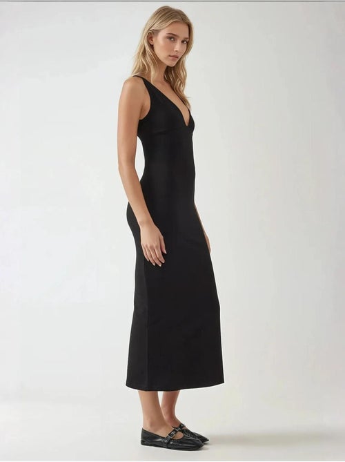 Vestido midi sem mangas com decote em v hiccup - Kiabi
