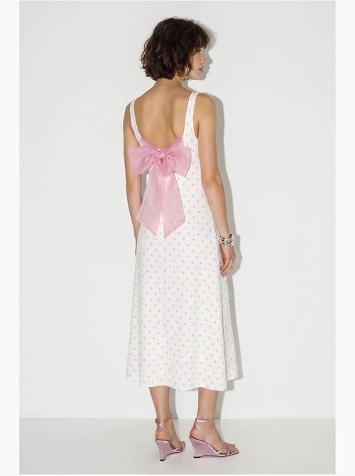Vestido midi sem mangas de bolinhas com detalhe de amarração lucci - Kiabi Vestido midi sem mangas de bolinhas com detalhe de amarração lucci - Kiabi